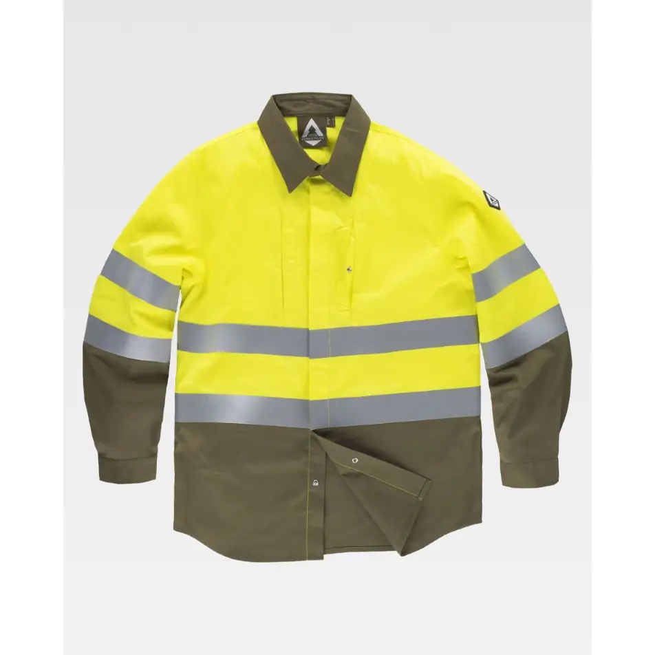 Camisa Ripstop multinorma WorkTeam B8081 1 Camisa Ripstop multinorma WorkTeam B8081, Verde kaki/Amarillo a.v., vista frontal