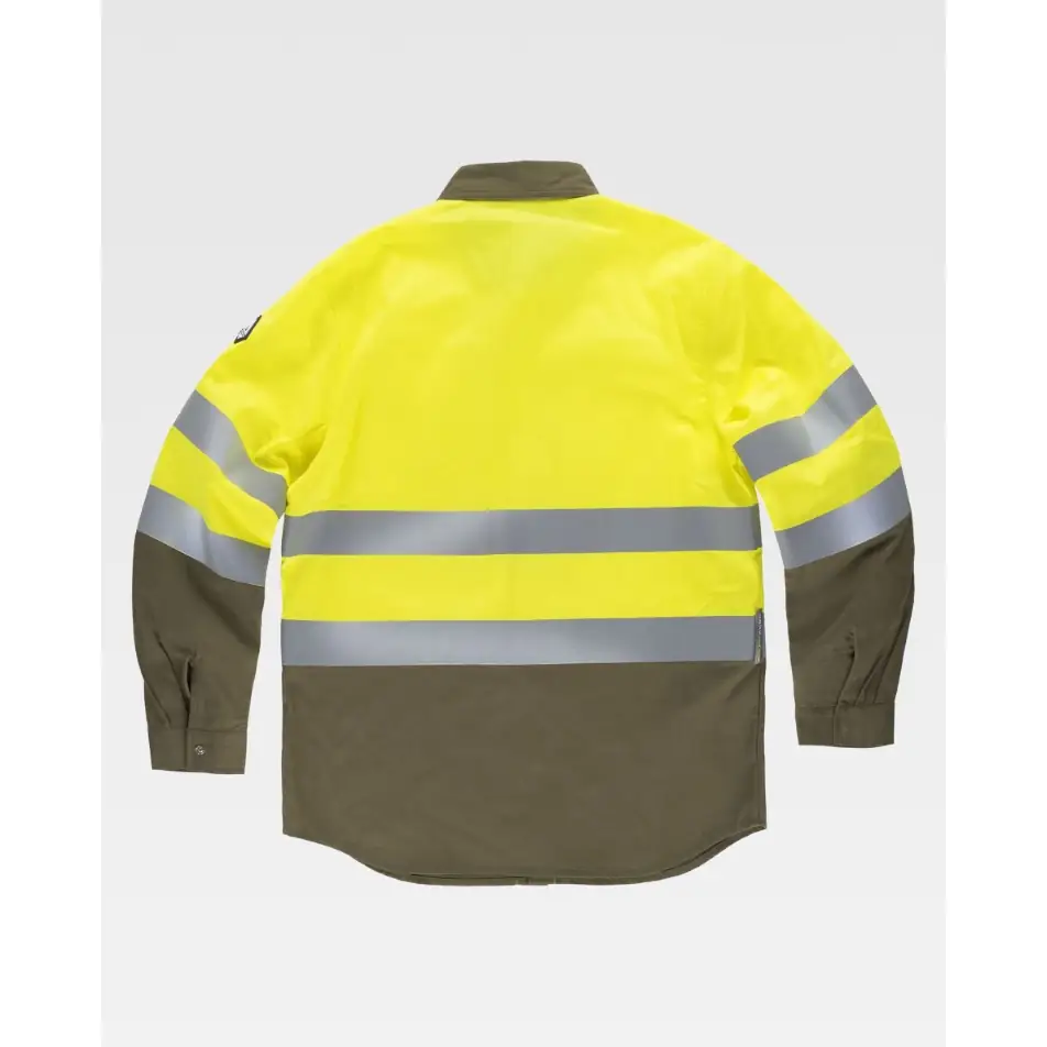 Camisa Ripstop multinorma WorkTeam B8081 2 Camisa Ripstop multinorma WorkTeam B8081, Verde kaki/Amarillo a.v., vista posterior