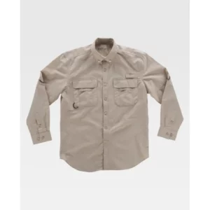 Camisa safari de manga larga WorkTeam B8500, Beige, vista frontal