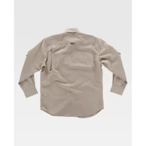 Camisa safari de manga larga WorkTeam B8500, Beige, vista trasera