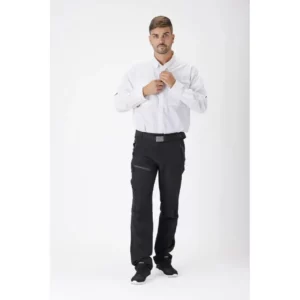 Camisa safari de manga larga WorkTeam B8500, Blanco, vista frontal de cuerpo entero con modelo