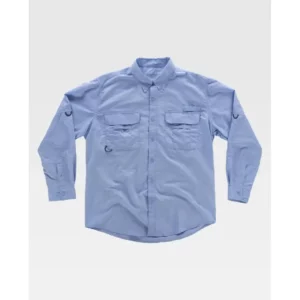 Camisa safari de manga larga WorkTeam B8500, Celeste, vista frontal