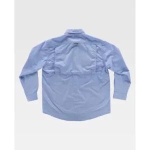 Camisa safari de manga larga WorkTeam B8500, Celeste, vista trasera