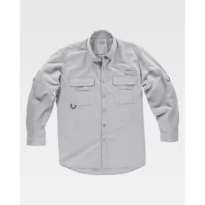 Camisa safari de manga larga WorkTeam B8500, Gris claro, vista frontal