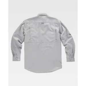 Camisa safari de manga larga WorkTeam B8500, Gris claro, vista trasera