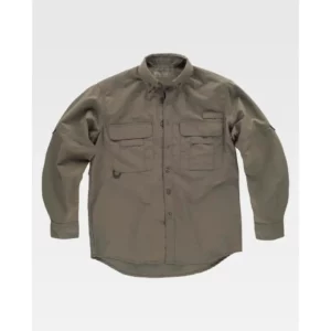 Camisa safari de manga larga WorkTeam B8500, Verde caza, vista frontal