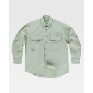Camisa safari de manga larga WorkTeam B8500, Verde topo, vista frontal