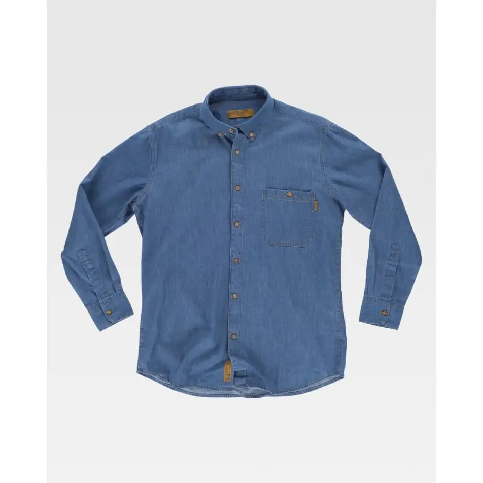 Camisa vaquera de algodón WorkTeam B8600 1 Camisa vaquera de algodón WorkTeam B8600, Vaquero claro, vista frontal