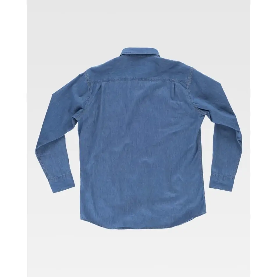 Camisa vaquera de algodón WorkTeam B8600 2 Camisa vaquera de algodón WorkTeam B8600, Vaquero claro, vista trasera