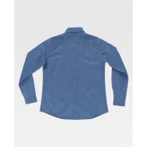Camisa vaquera de mujer WorkTeam B8690, Vaquero claro, vista trasera