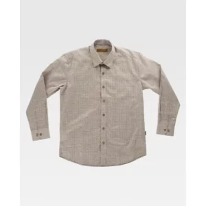 Camisa de cuadros y botones de madera WorkTeam B8800, Beige, vista frontal