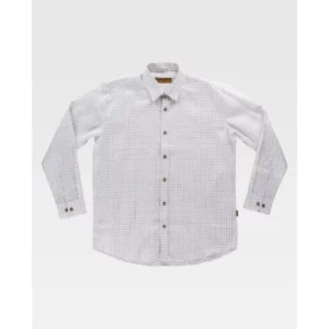 Camisa de cuadros y botones de madera WorkTeam B8800, Blanco natural, vista frontal