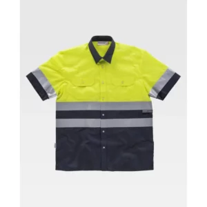 Camisa reflectante WorkTeam C3811, Marino/Amarillo flúor, vista frontal
