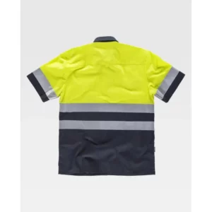 Camisa reflectante WorkTeam C3811, Marino/Amarillo flúor, vista posterior