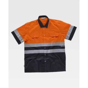 Camisa reflectante WorkTeam C3811, Marino/Naranja flúor, vista frontal