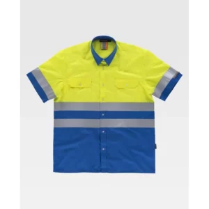 Camisa reflectante WorkTeam C3812, Azulina/Amarillo flúor, vista frontal