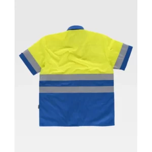 Camisa reflectante WorkTeam C3812, Azulina/Amarillo flúor, vista posterior