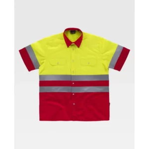 Camisa reflectante WorkTeam C3812, Rojo/Amarillo flúor, vista frontal