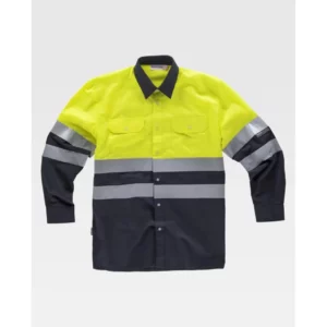 Camisa reflectante WorkTeam C3813, Marino/Amarillo flúor, vista frontal
