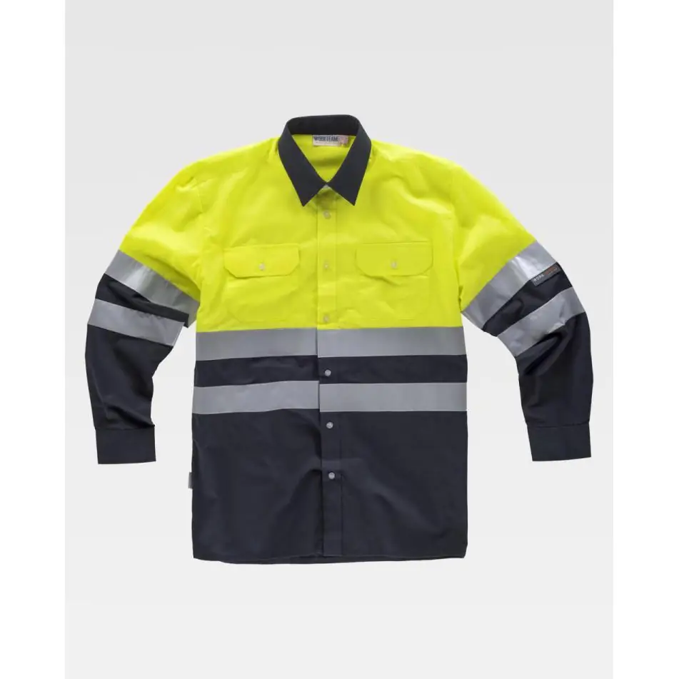 Camisa reflectante WorkTeam C3813 1 Camisa reflectante WorkTeam C3813, Marino/Amarillo flúor, vista frontal