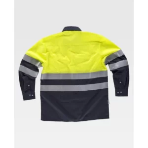 Camisa reflectante WorkTeam C3813, Marino/Amarillo flúor, vista posterior