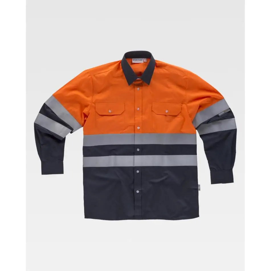 Camisa reflectante WorkTeam C3813 3 Camisa reflectante WorkTeam C3813, Marino/Naranja flúor, vista frontal