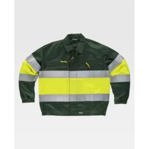 Cazadora combinada reflectante WorkTeam C4110, Verde oscuro/Amarillo a.v., vista frontal