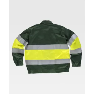 Cazadora combinada reflectante WorkTeam C4110, Verde oscuro/Amarillo a.v., vista trasera