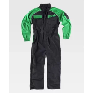 Buzo combinado con refuerzos WorkTeam C4503, Negro/Verde pistacho, vista frontal