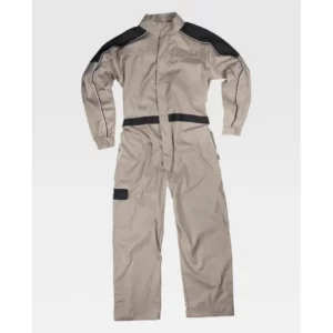 Buzo con vivos a contraste WorkTeam C4504, Beige/Negro, vista frontal