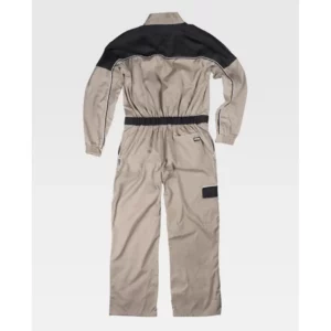 Buzo con vivos a contraste WorkTeam C4504, Beige/Negro, vista trasera