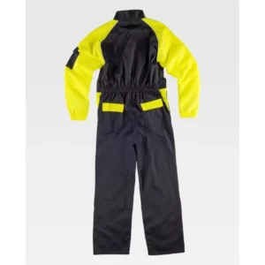 Buzo combinado flúor WorkTeam C4505, Negro/Amarillo flúor, vista trasera