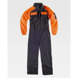 Buzo combinado flúor WorkTeam C4505, Negro/Naranja flúor, vista frontal
