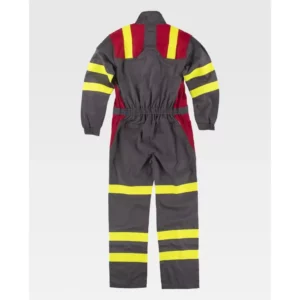 Buzo multinorma combinado WorkTeam C5099, Gris/Rojo/Amarillo flúor, vista posterior