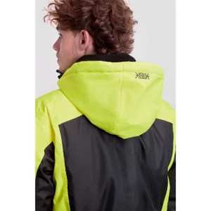 Buzo impermeable para frío WorkTeam C7020, Negro/Amarillo flúor, detalle posterior con persona