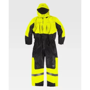 Buzo impermeable para frío WorkTeam C7020, Negro/Amarillo flúor, vista frontal