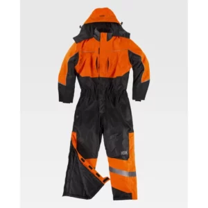 Buzo impermeable para frío WorkTeam C7020, Negro/Naranja flúor, vista frontal