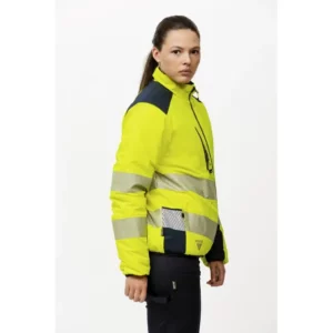 Cazadora reversible acolchada WorkTeam C8210, Amarillo a.v./Marino, vista trasera de cara de alta visibilidad con persona