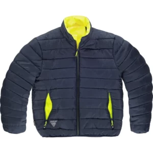 Cazadora reversible acolchada WorkTeam C8210, Amarillo a.v./Marino, vista frontal de cara acolchada