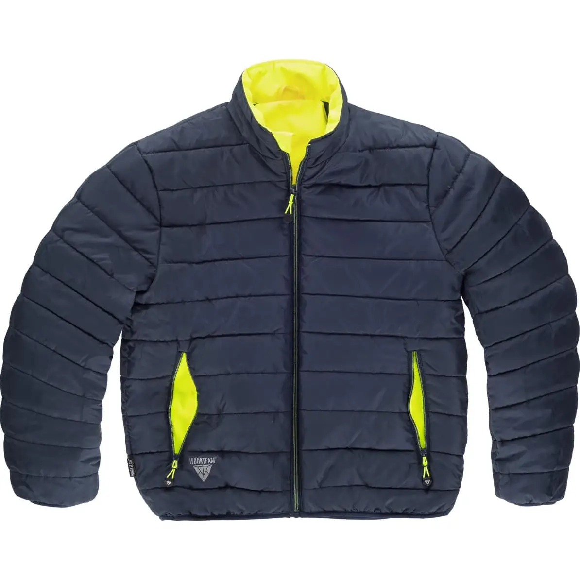 Cazadora reversible acolchada WorkTeam C8210 4 Cazadora reversible acolchada WorkTeam C8210, Amarillo a.v./Marino, vista frontal de cara acolchada
