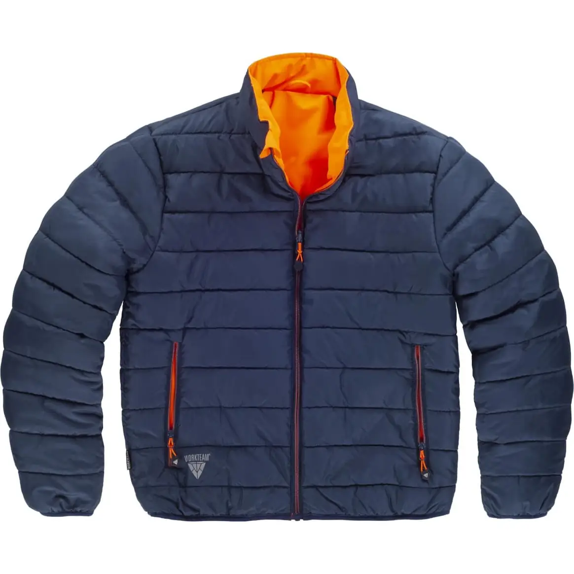Cazadora reversible acolchada WorkTeam C8210 8 Cazadora reversible acolchada WorkTeam C8210, Naranja a.v./Marino, vista frontal de cara acolchada