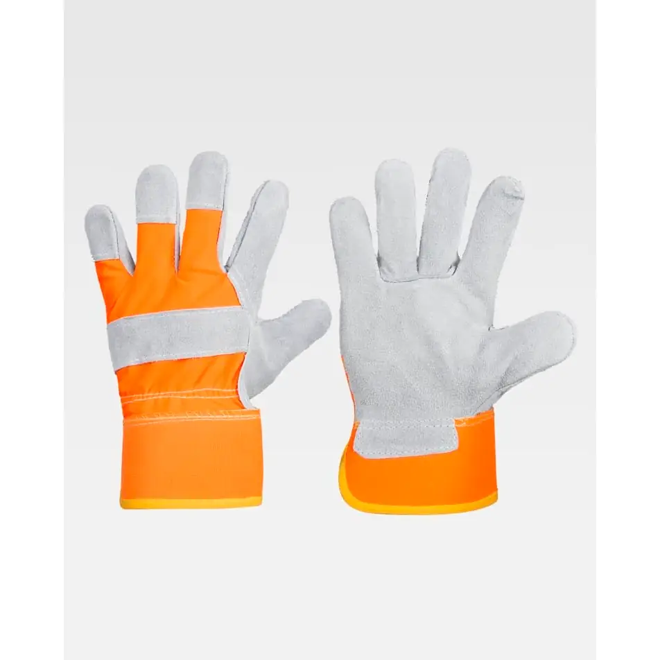 Guantes, pack 12 pares WorkTeam G2205 2 Guantes, pack 12 pares WorkTeam G2205, Gris/Naranja flúor, vista del par