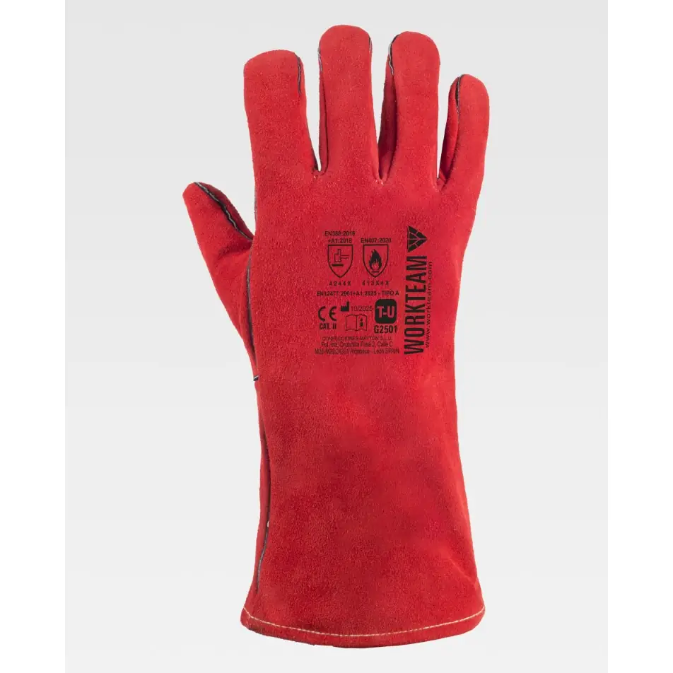 Guantes, pack 12 pares WorkTeam G2501 1 Guantes, pack 12 pares WorkTeam G2501, Rojo, vista dorsal