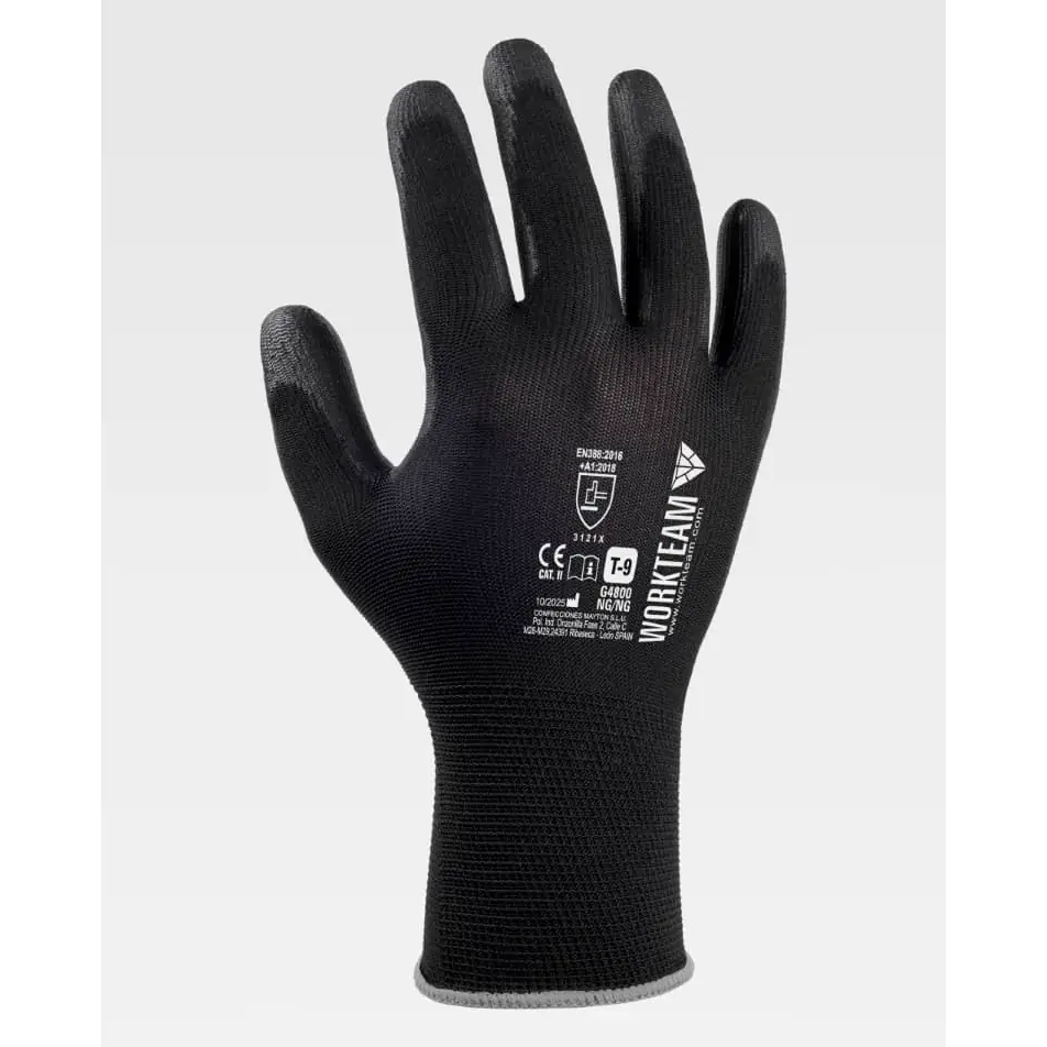 Guantes, pack 12 pares WorkTeam G4800 3 Guantes, pack 12 pares WorkTeam G4800, Negro/Negro, vista dorsal