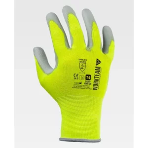 Guantes, pack 12 pares WorkTeam G4801, Amarillo flúor/Gris, vista dorsal