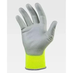Guantes, pack 12 pares WorkTeam G4801, Amarillo flúor/Gris, vista de la palma