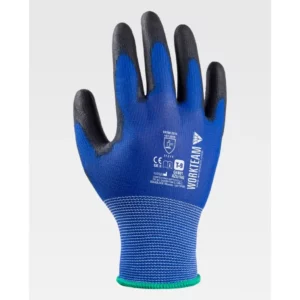 Guantes, pack 12 pares WorkTeam G4801, Azulina/Negro, vista dorsal