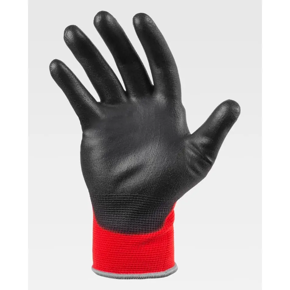 Guantes, pack 12 pares WorkTeam G4801 6 Guantes, pack 12 pares WorkTeam G4801, Rojo/Negro, vista de la palma