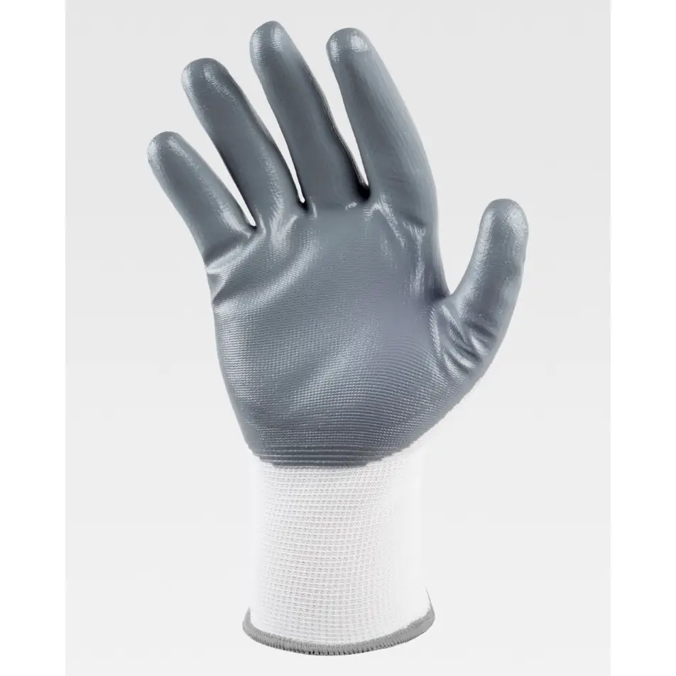 Guantes, pack 12 pares WorkTeam G5000 2 Guantes, pack 12 pares WorkTeam G5000, Blanco/Gris, vista de la palma