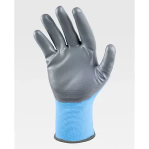 Guantes, pack 12 pares WorkTeam G5000, Celeste/Gris, vista de la palma